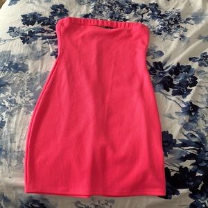 Hot pink strapless mini dress - forever 21